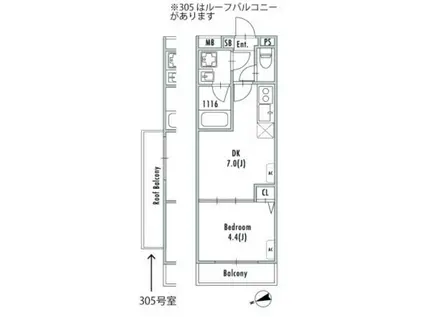 船堀5丁目M(1DK/3階)の間取り写真