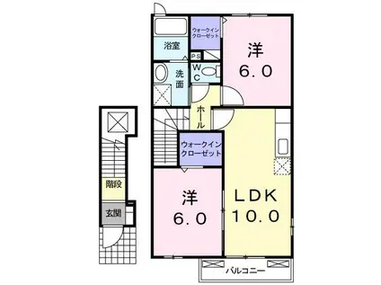 グランビル (2LDK/2階)の間取り写真