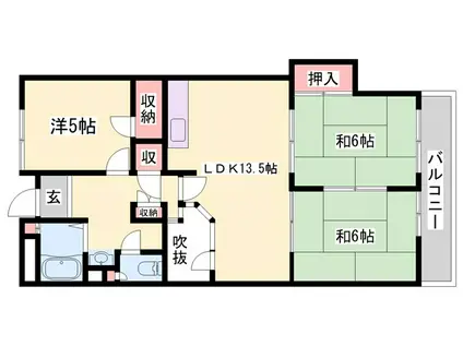 ウエストハウスII(3LDK/3階)の間取り写真