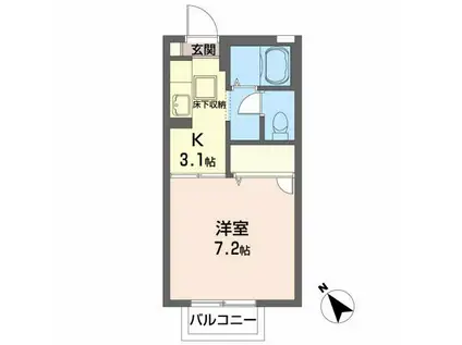 コートルピナス(1K/1階)の間取り写真