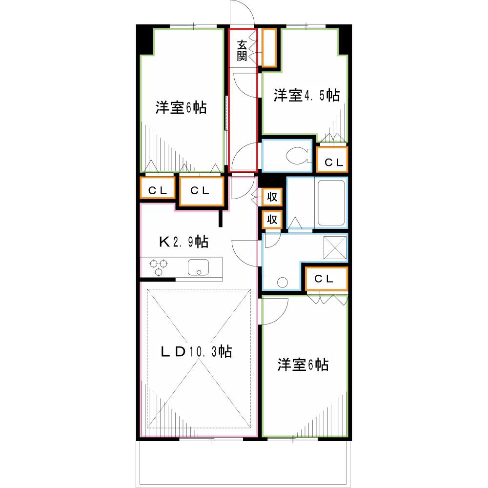 Nステージ東小金井(3LDK/3階)の間取り写真