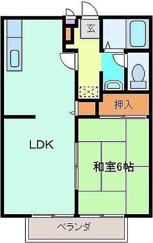 ハイツ ハーモニー(1LDK/1階)の間取り写真