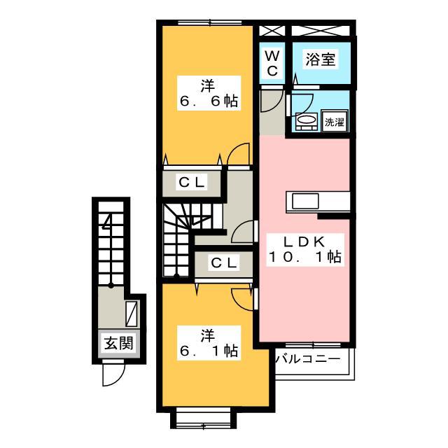 パストラルコーポ(2LDK/2階)の間取り写真