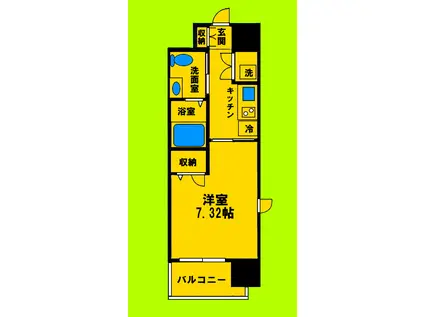 ハックベリー(1K/3階)の間取り写真