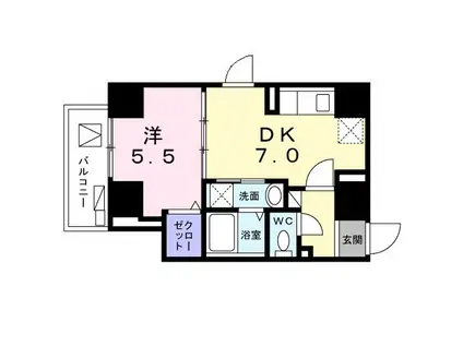 ヒカルサ滝野川(1DK/7階)の間取り写真