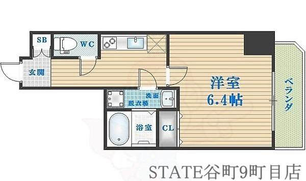 プレサンス上町台クレスト(1K/5階)の間取り写真