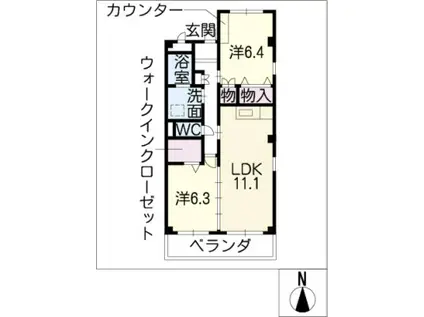 ソレイユ知多(2LDK/3階)の間取り写真
