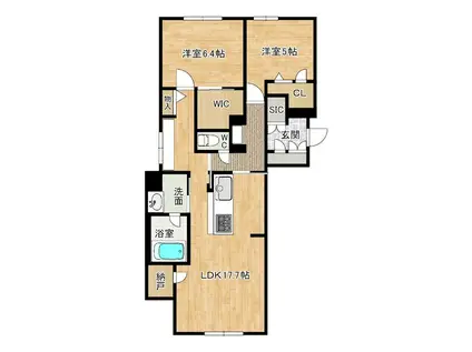 シャーメゾンステージ新成(2LDK/1階)の間取り写真