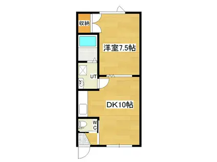 レジデンスさき(1DK/1階)の間取り写真