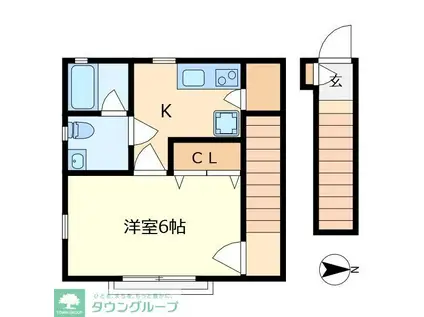 プライム国立(1K/2階)の間取り写真