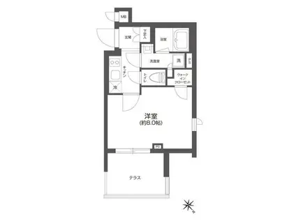 グランパセオ四谷若葉(1K/1階)の間取り写真