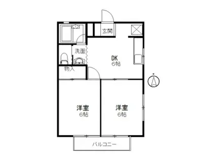 エスポワール(2DK/2階)の間取り写真