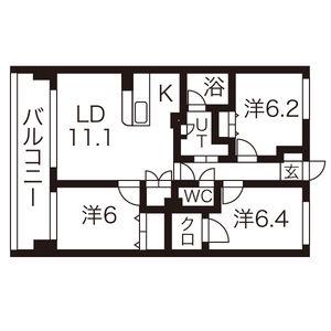 アビタシオンみなみ(3LDK/6階)の間取り写真