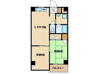 ハイデンス上の宮Ⅱ(2LDK/3階)の間取り写真