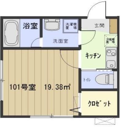 コーラルコート秋津 壱番館(1K/1階)の間取り写真
