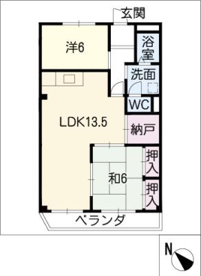 クレール砂田(2LDK/2階)の間取り写真