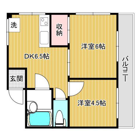 ハイツ三田(2DK/1階)の間取り写真