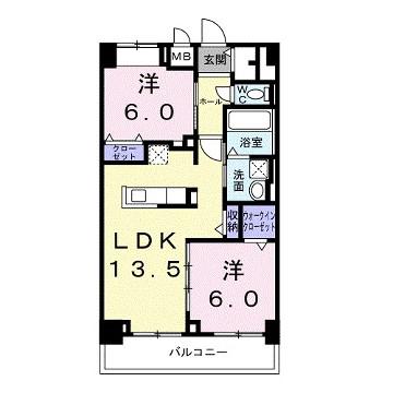 KUNIO(2LDK/5階)の間取り写真