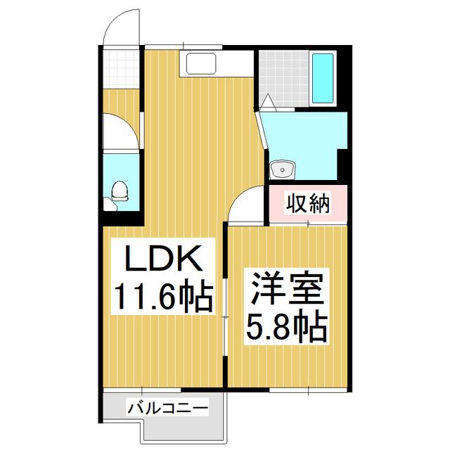 タウニーK1(1LDK/2階)の間取り写真