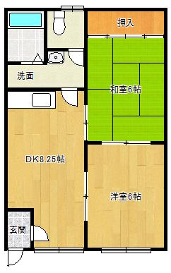 飛田ハイツ(2DK/1階)の間取り写真