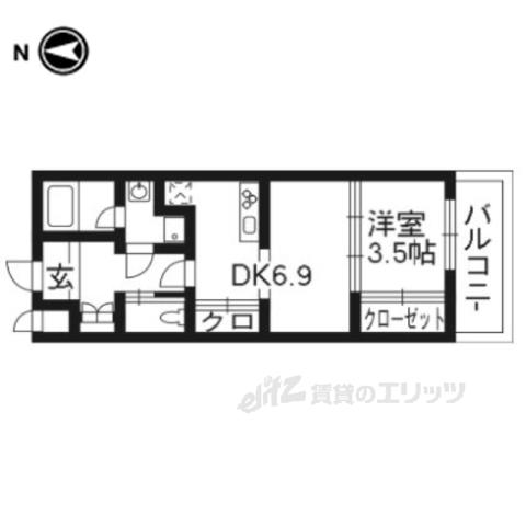 アーバネックス東山三条(1DK/4階)の間取り写真