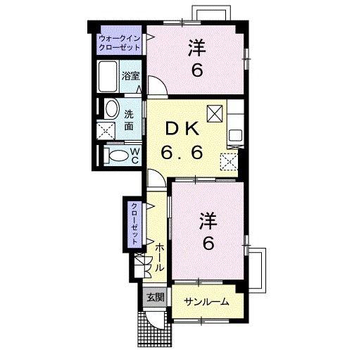 ファーイーストB(2DK/1階)の間取り写真