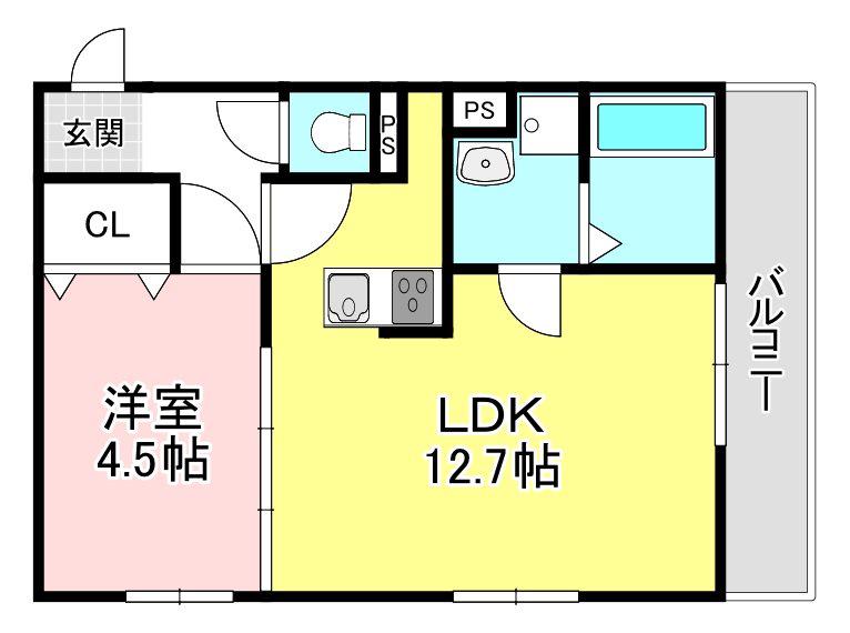 アリア守山(1LDK/1階)の間取り写真
