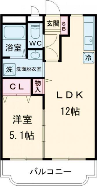 メゾンドセレナII(1LDK/2階)の間取り写真