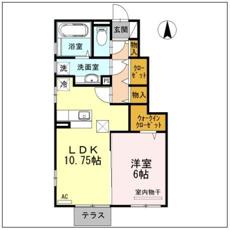 CLOVER TEA -R(1LDK/1階)の間取り写真