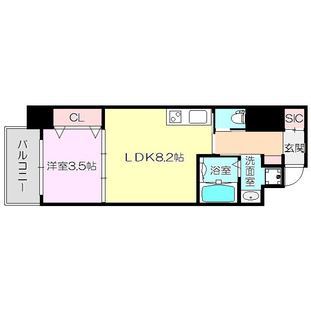 ファーストフィオーレ新大阪グランデ(1LDK/8階)の間取り写真