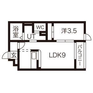 アネシス盛岡(1LDK/2階)の間取り写真
