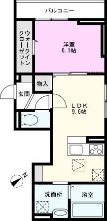 Dアヴァンス東柳田町(1LDK/1階)の間取り写真