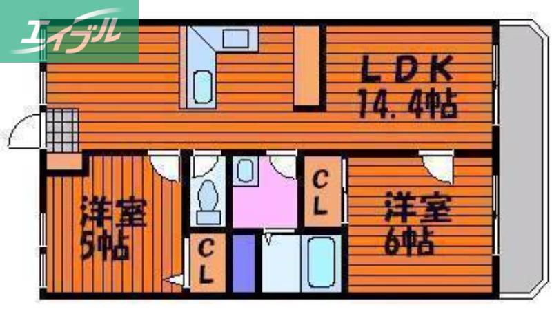 メープルテラス壱番館(2LDK/3階)の間取り写真