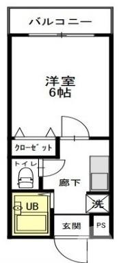 パークサイドハイツ(1K/1階)の間取り写真