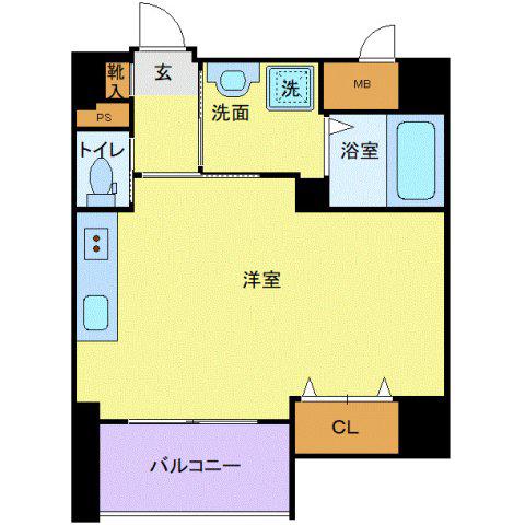 エルミスタ三の丸(ワンルーム/3階)の間取り写真