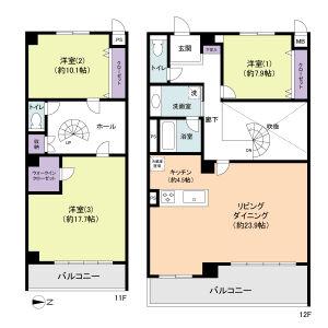 BPRレジデンス金山(3LDK/12階)の間取り写真