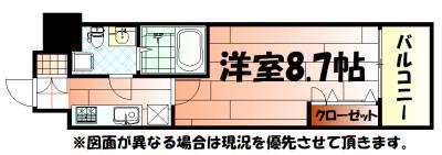 NO.65クロッシングタワー(1K/7階)の間取り写真