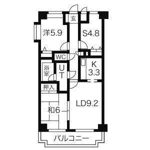 グラン・ディア新瑞(2SLDK/8階)の間取り写真