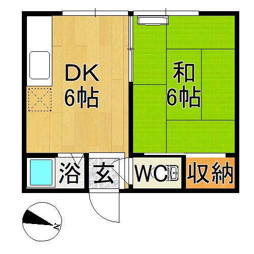 カーサ茂森新町(1DK/1階)の間取り写真