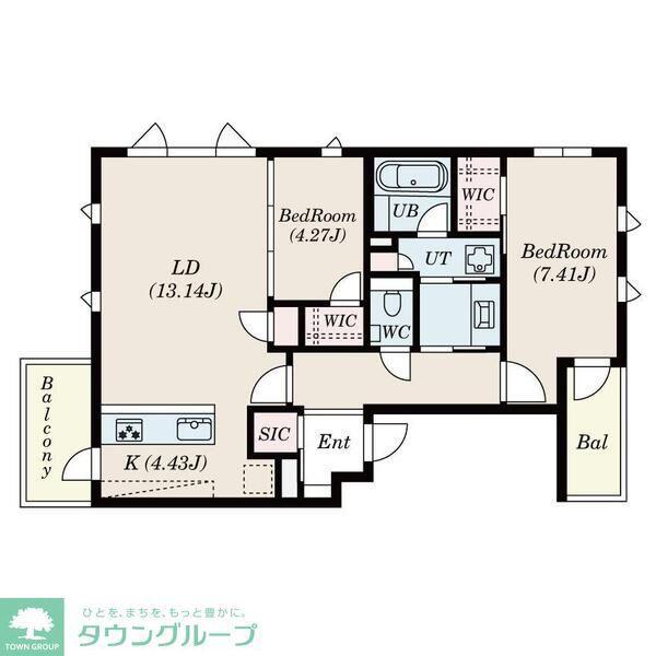 S-RESIDENCE平尾ウエスト(2LDK/3階)の間取り写真