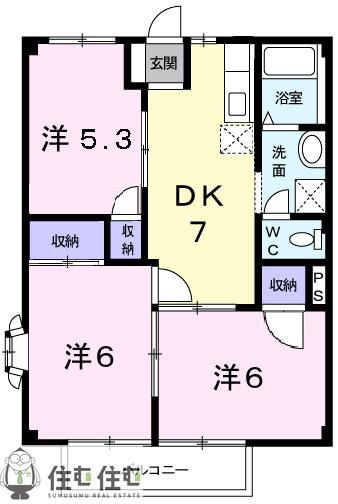 ニューシティー司(3DK/2階)の間取り写真