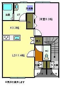 ハスコート東町C(1LDK/1階)の間取り写真