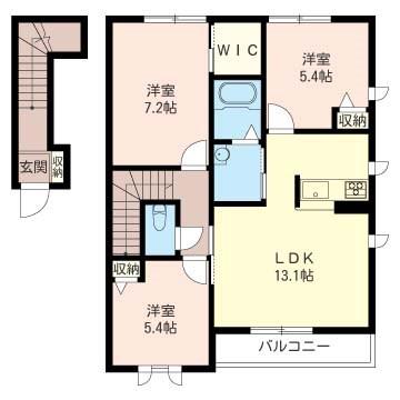 かきの木コートC(3LDK/2階)の間取り写真