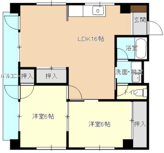 春山ビル(2LDK/2階)の間取り写真