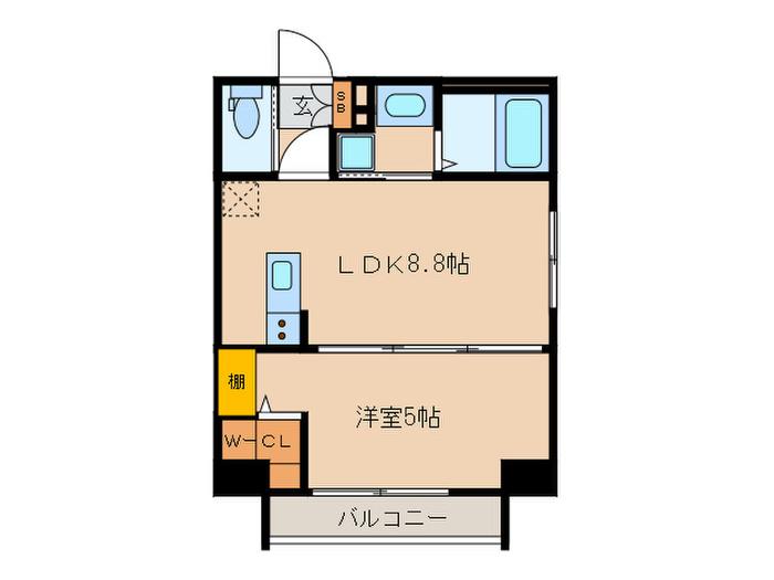 EYES銀天町(1LDK/3階)の間取り写真