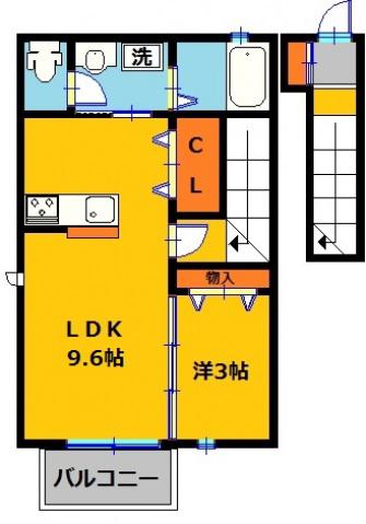 クリンゲル(1LDK/2階)の間取り写真