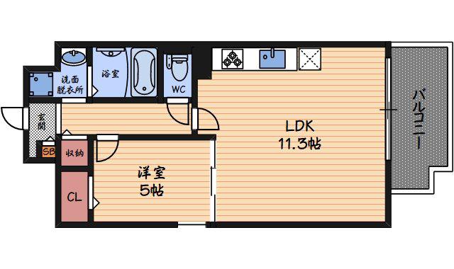 海老江サンライズ(1LDK/1階)の間取り写真