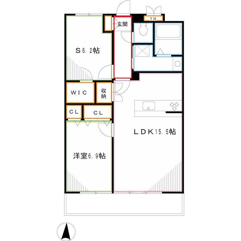 ラフィネS国分寺(1SLDK/3階)の間取り写真