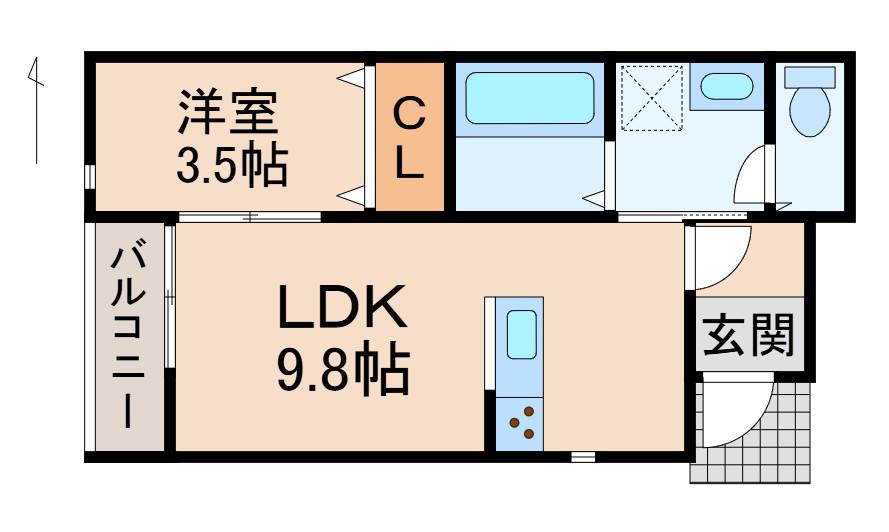 SOLIS北新(1LDK/1階)の間取り写真