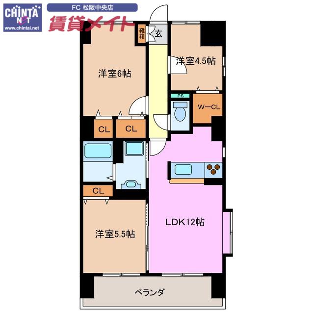 ソレイユ11(3LDK/3階)の間取り写真